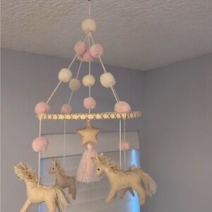 Mud Pie Unicorn Mobile with Pink and Cream Accents